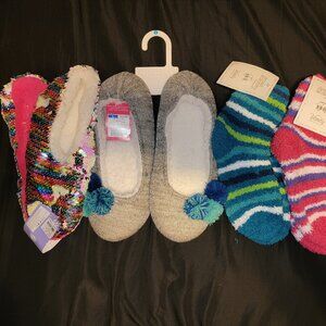 Lot 5 Xhileration Vanity Dream Academy Slippers Socks Claires Sequins Large 9 10